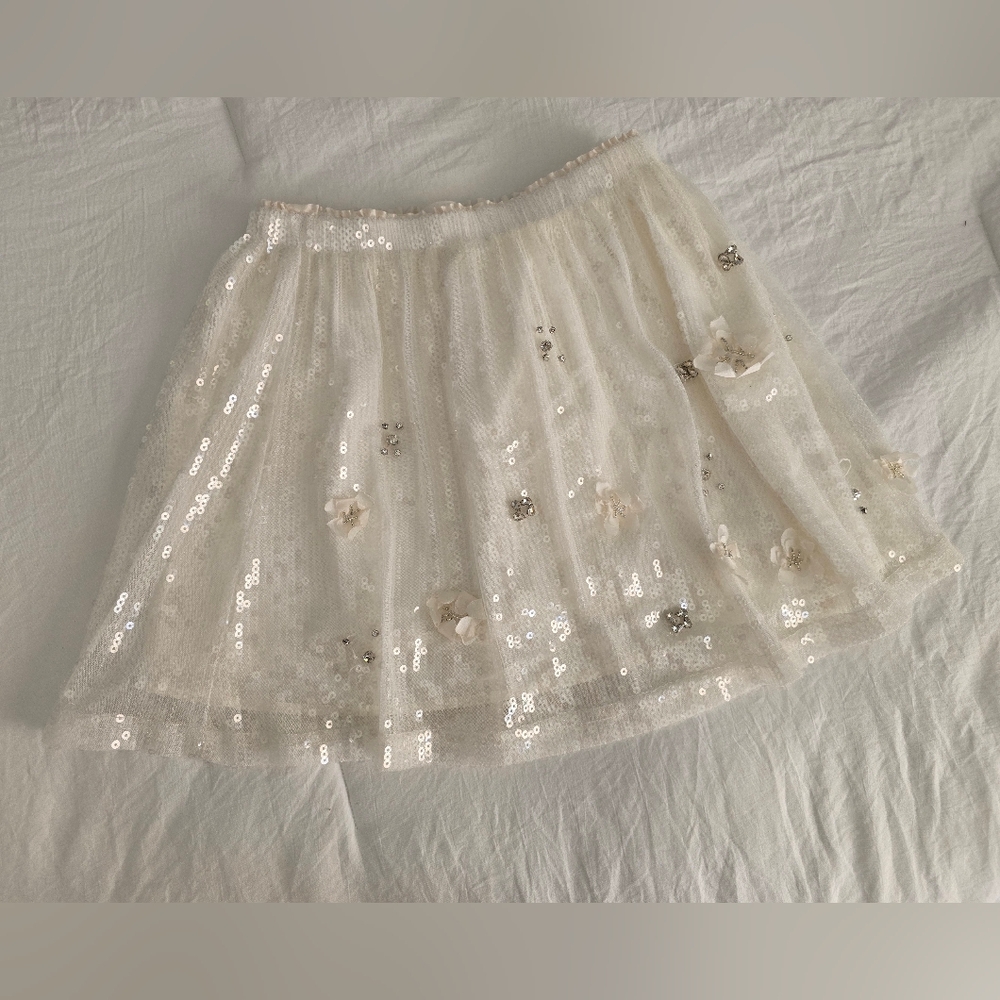 Zara White Sequin Skirt